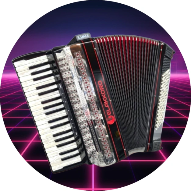 Elektronisches Akkordeon ELAKKORD Professional in Schwarz/Rot mit Dispay und Controller 